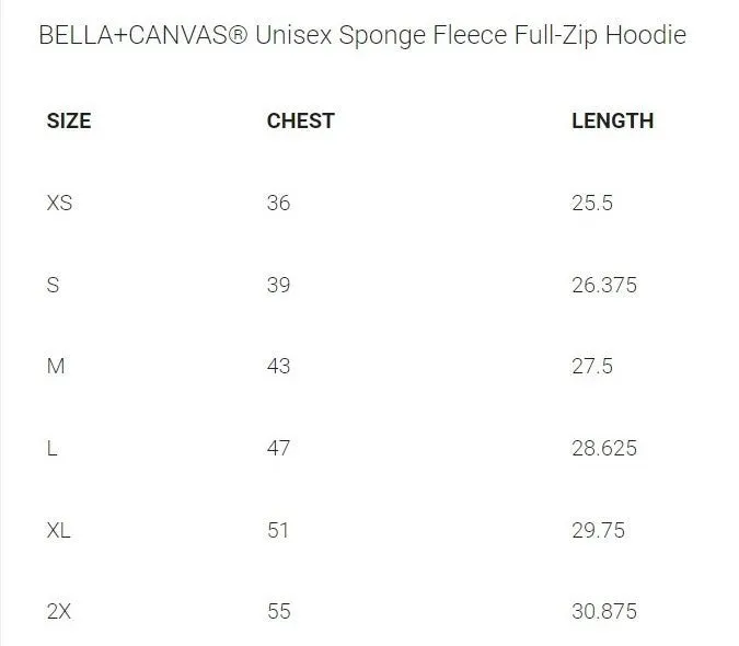 BELLA CANVAS Unisex Schwamm-Fleece Full-Zip Kapuzenpullover - GBXC