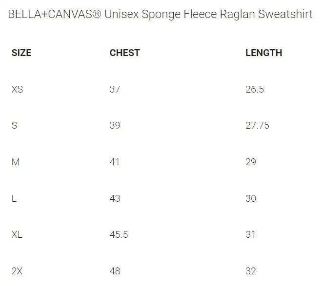 BELLA CANVAS Unisex Sponge Fleece Raglan Sweatshirt - Fenton XC