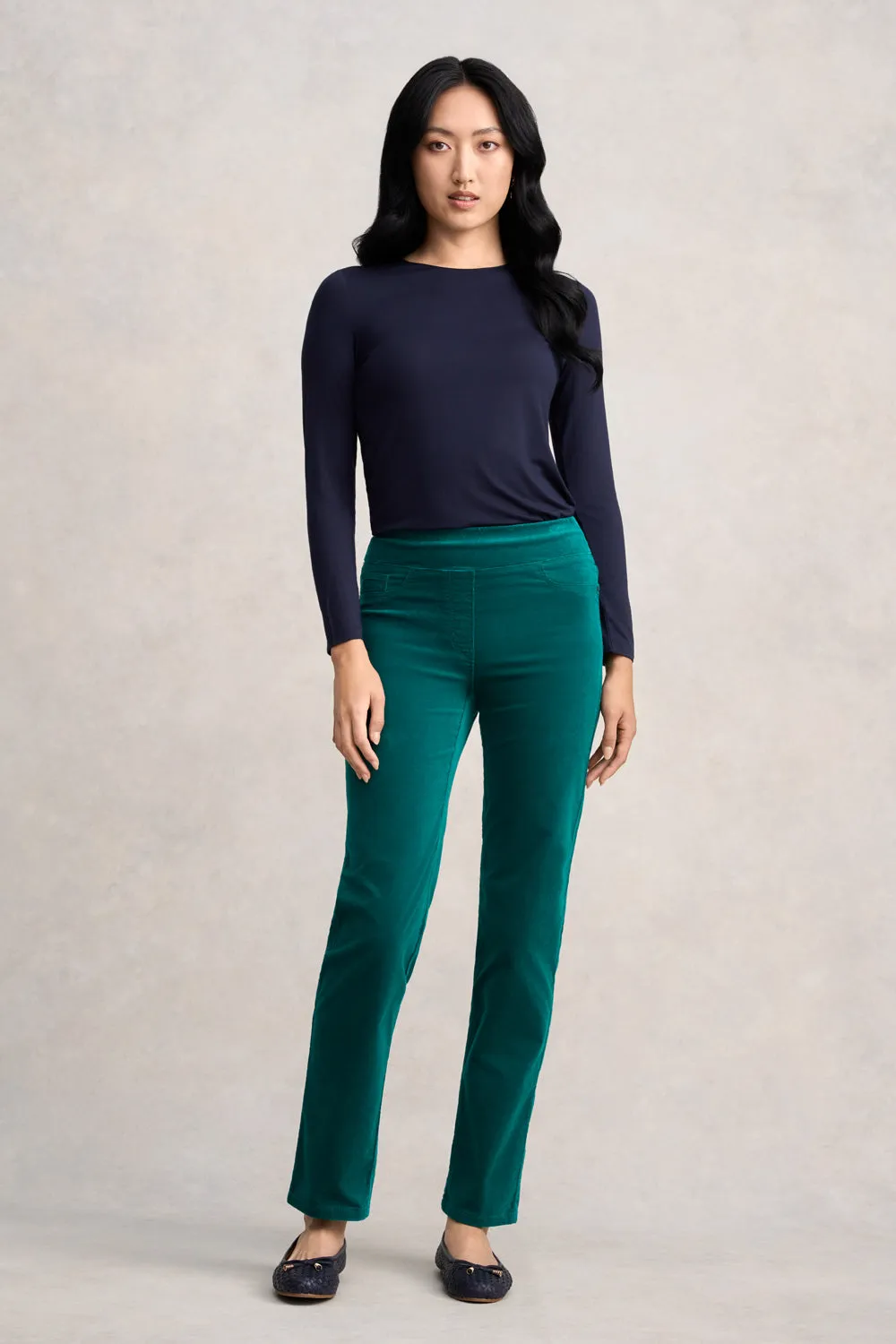 Bengajean® Samtgerade Bein - Dunkel Jade