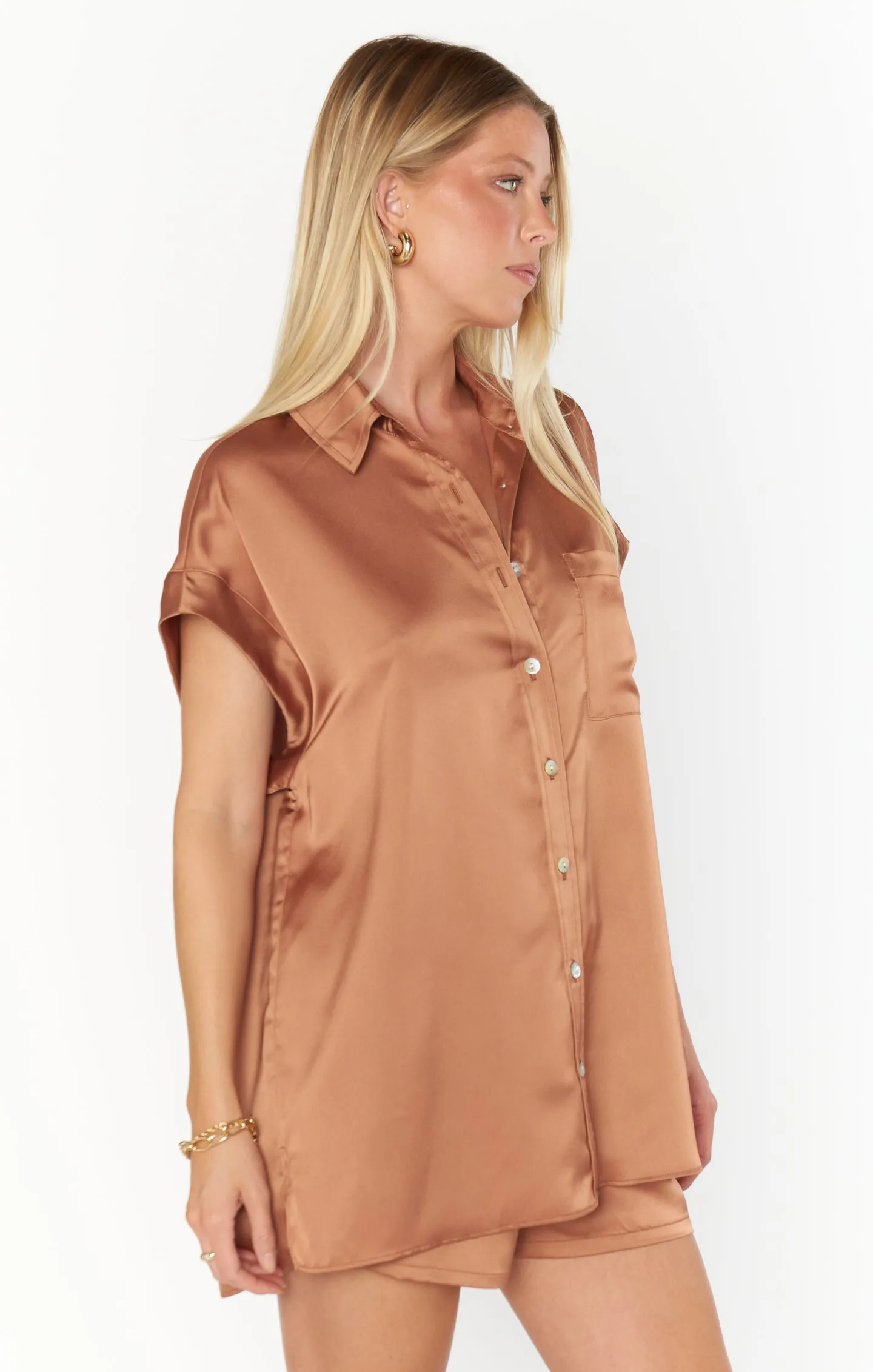 Best Day Button Up ~ Kupfer Luxus Satin