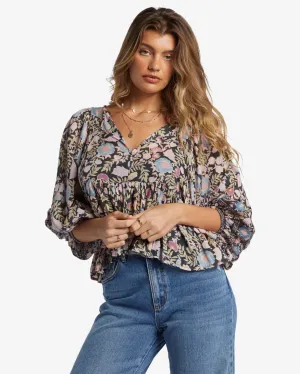 Billabong Adore You Bluse Langarm-Shirt - Schwarzer Sand
