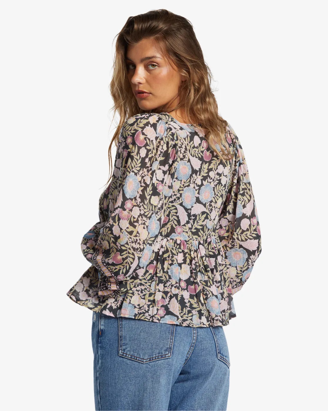 Billabong Adore You Bluse Langarm-Shirt - Schwarzer Sand