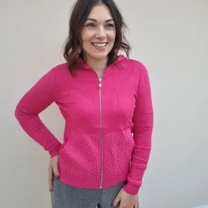Bling Pocket Weich Stretch Reißverschluss Hoodie
