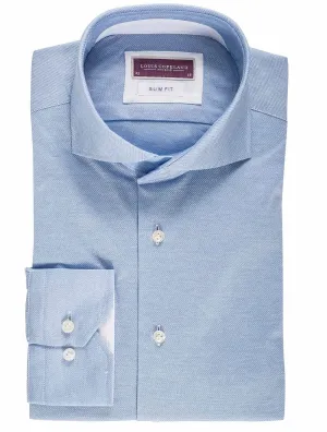 Blaues Mesh Slim Fit Hemd Blau/schmal