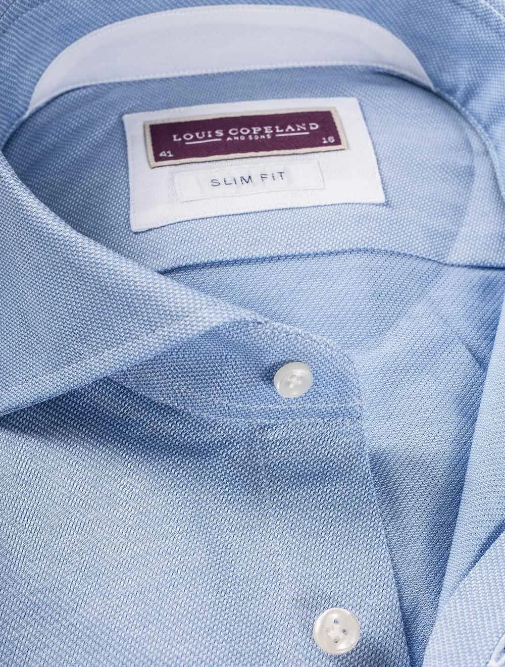 Blaues Mesh Slim Fit Hemd Blau/schmal