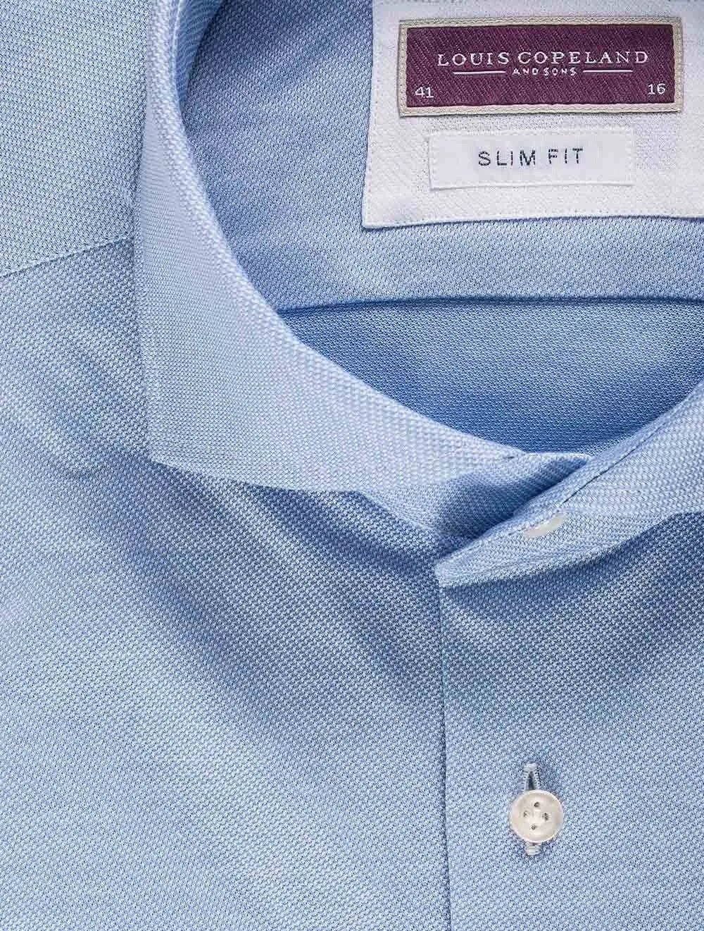 Blaues Mesh Slim Fit Hemd Blau/schmal