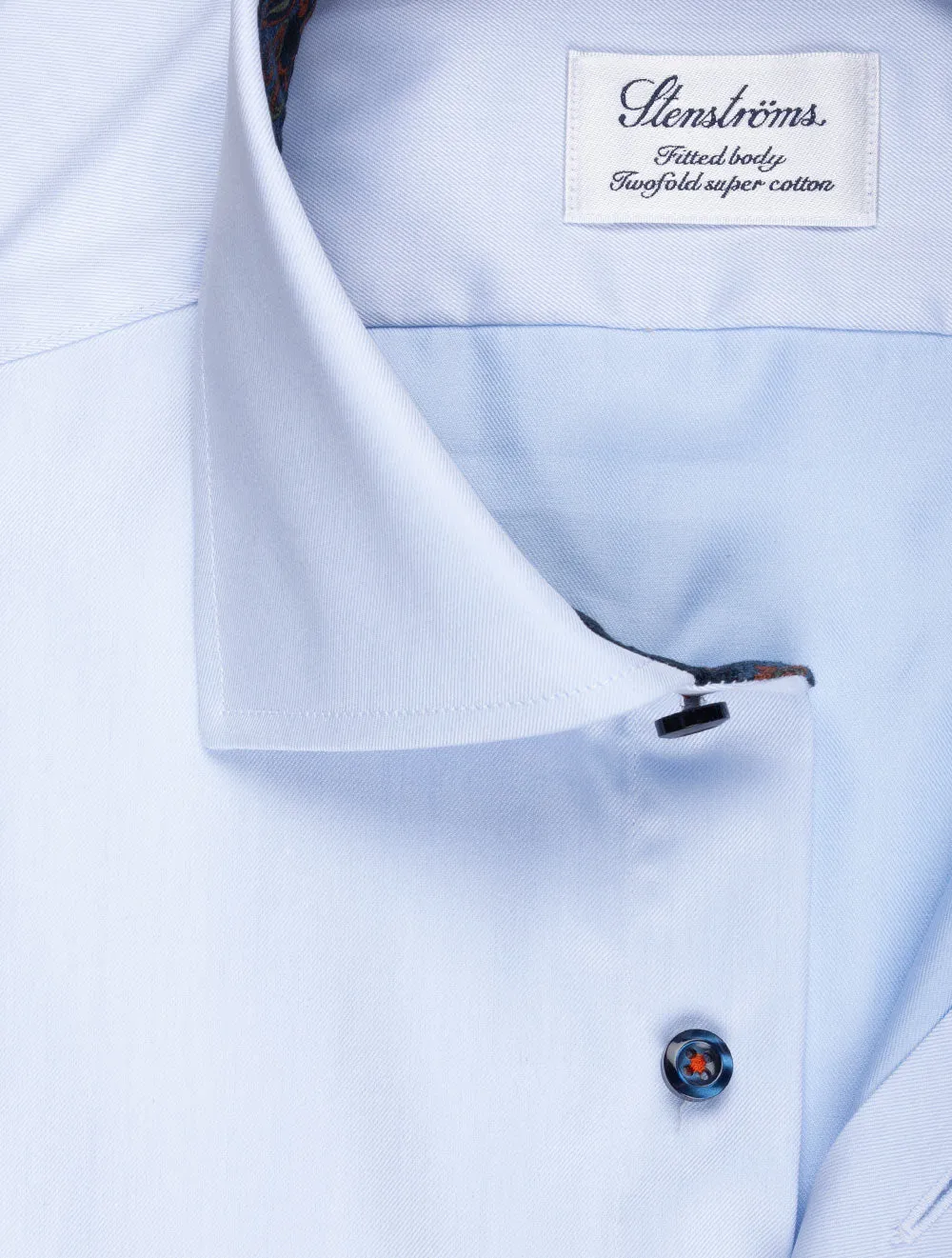 Blaues Einfarbiges Hemd Mit Paisley-Einlage