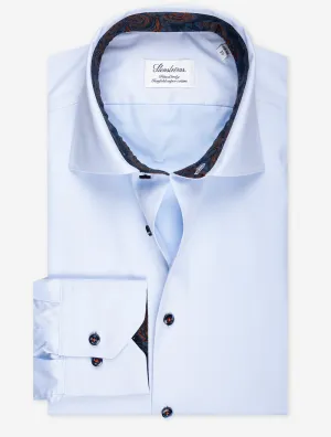 Blaues Einfarbiges Hemd Mit Paisley-Einlage