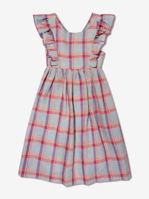 Bonpoint Mädchen Karo Leinen Carol Kleid in Grau