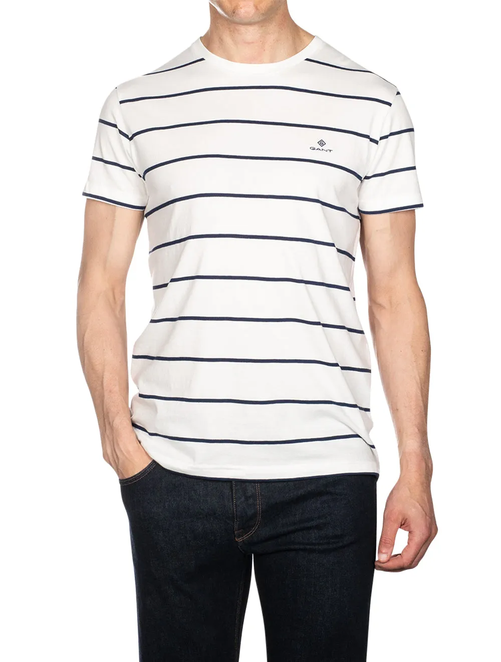 Br Streifen Kurzarm T-Shirt Eierschale