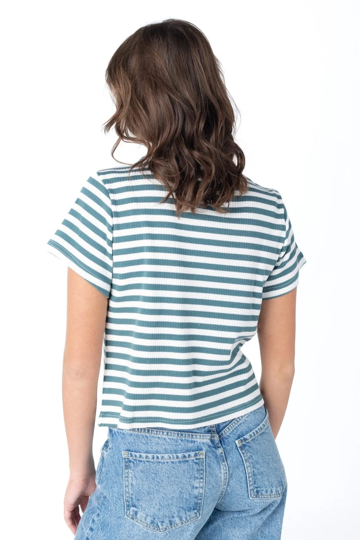 Brass & Roe Gestreiftes Strukturiertes T-Shirt