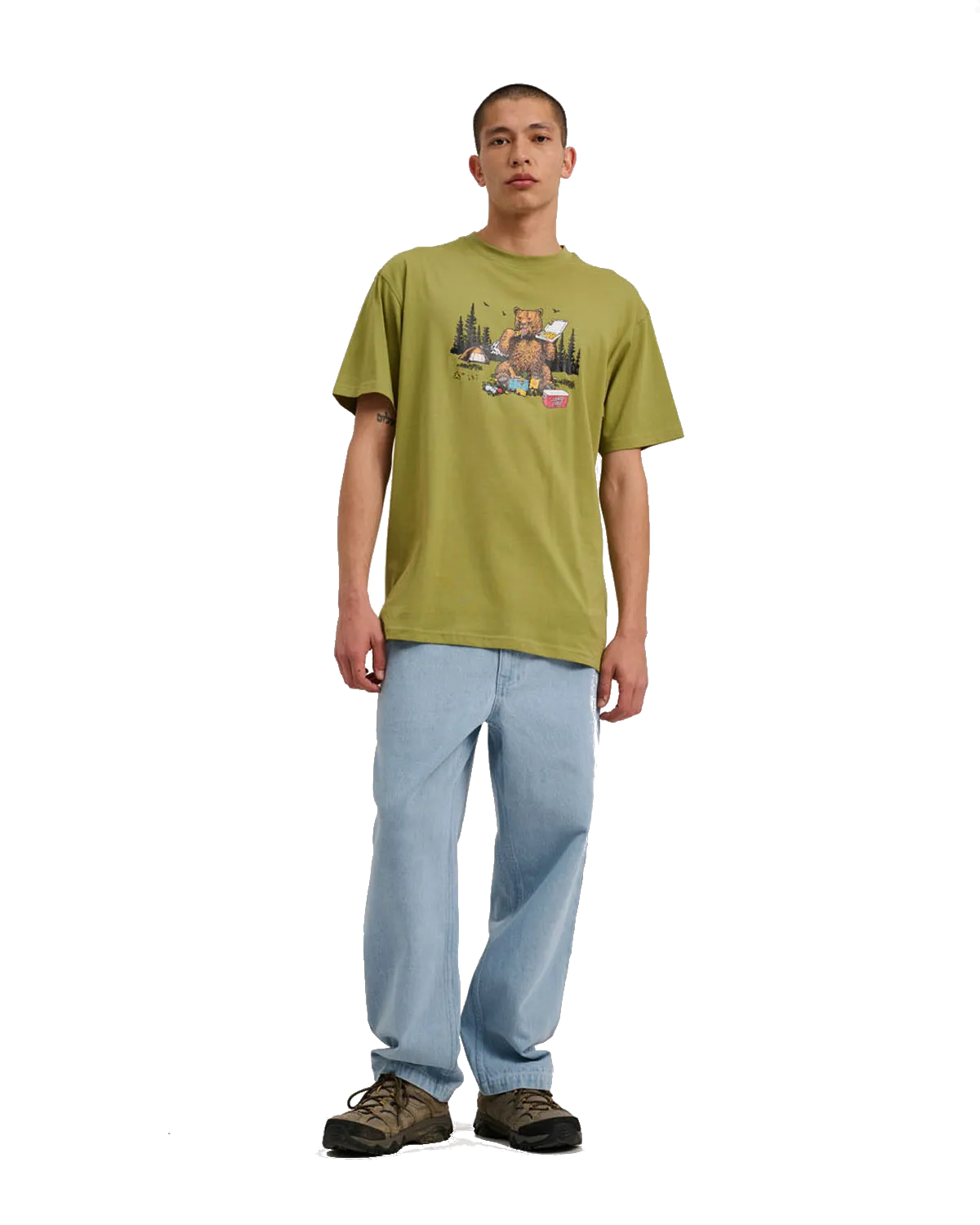 Braun Pizza Bär T-Shirt in Leguan