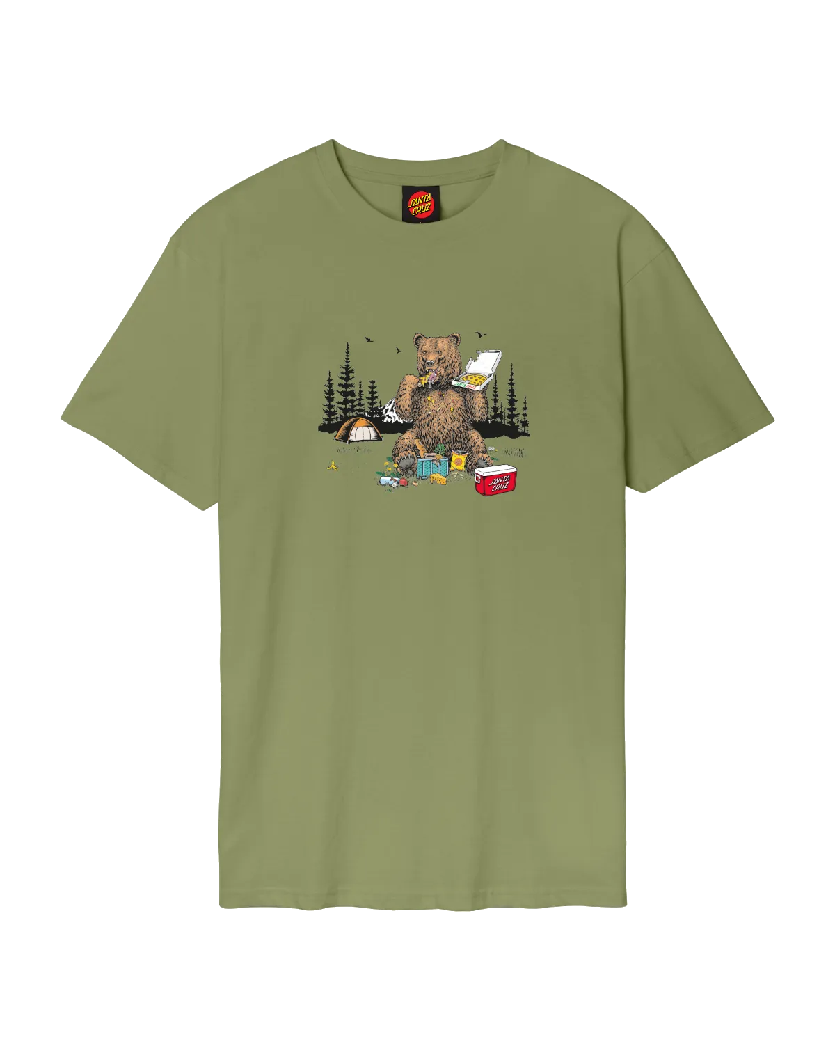 Braun Pizza Bär T-Shirt in Leguan