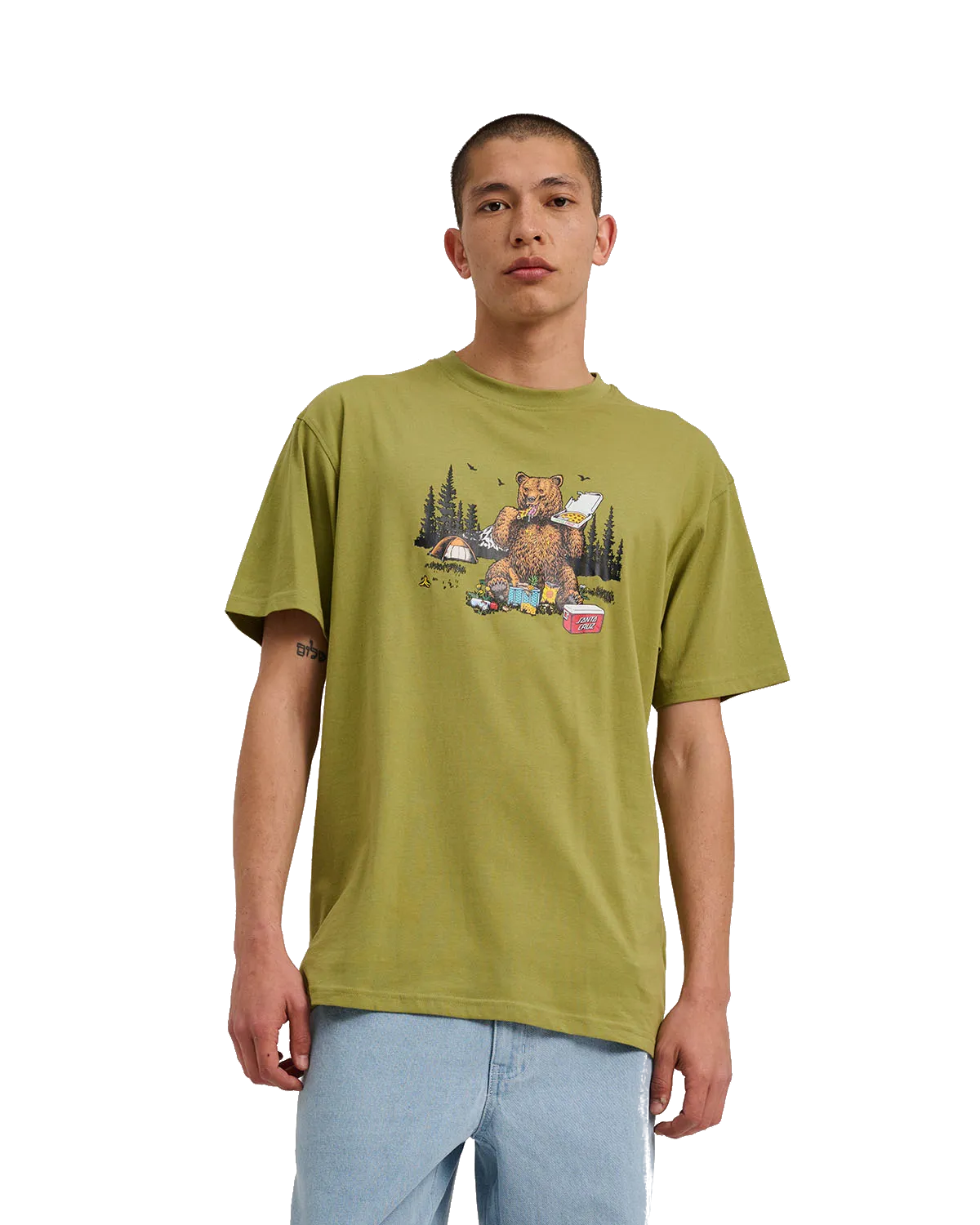 Braun Pizza Bär T-Shirt in Leguan