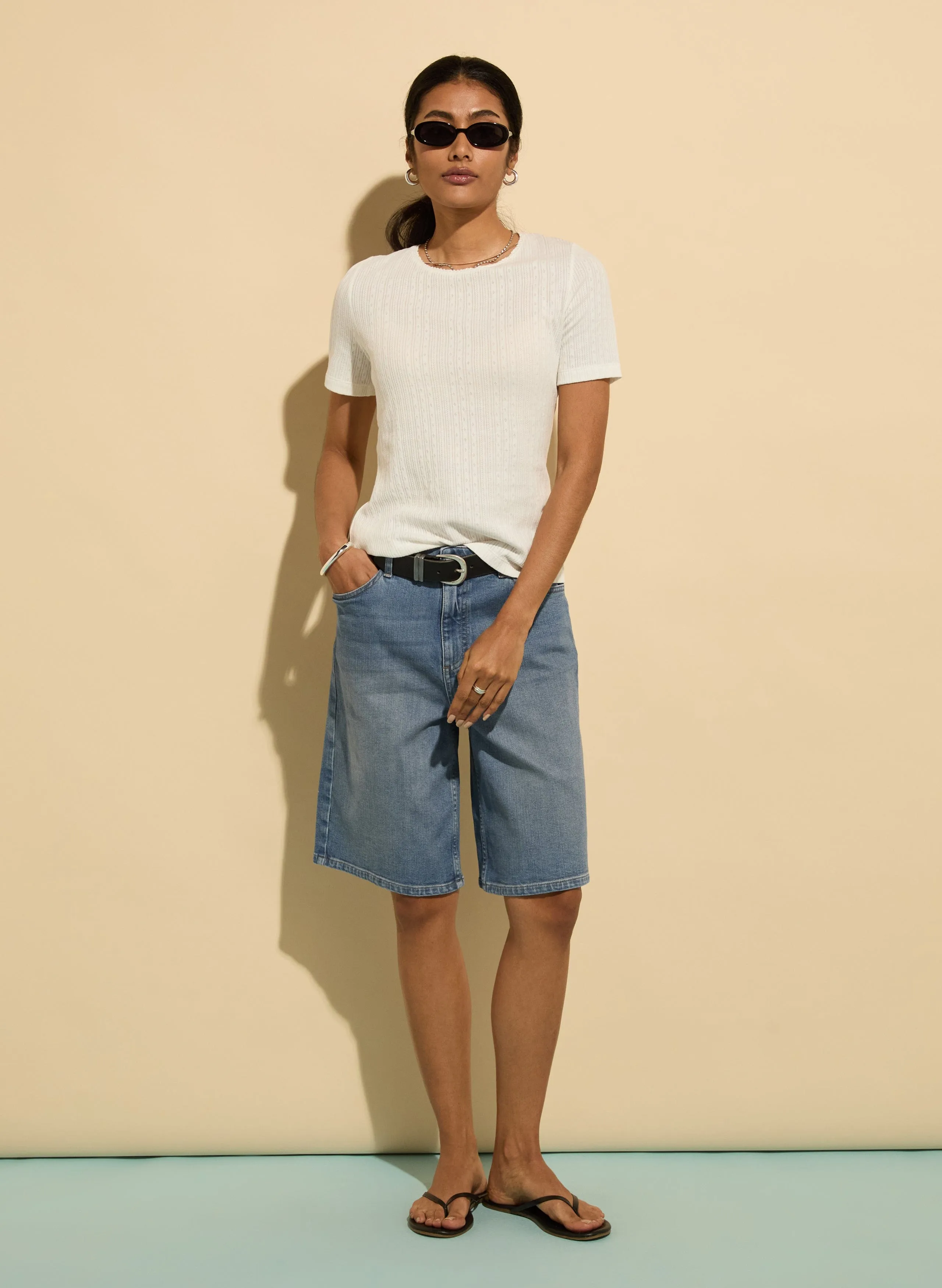 Britney Bio-Baumwolle Stretch-Denim Shorts | Hellindigo