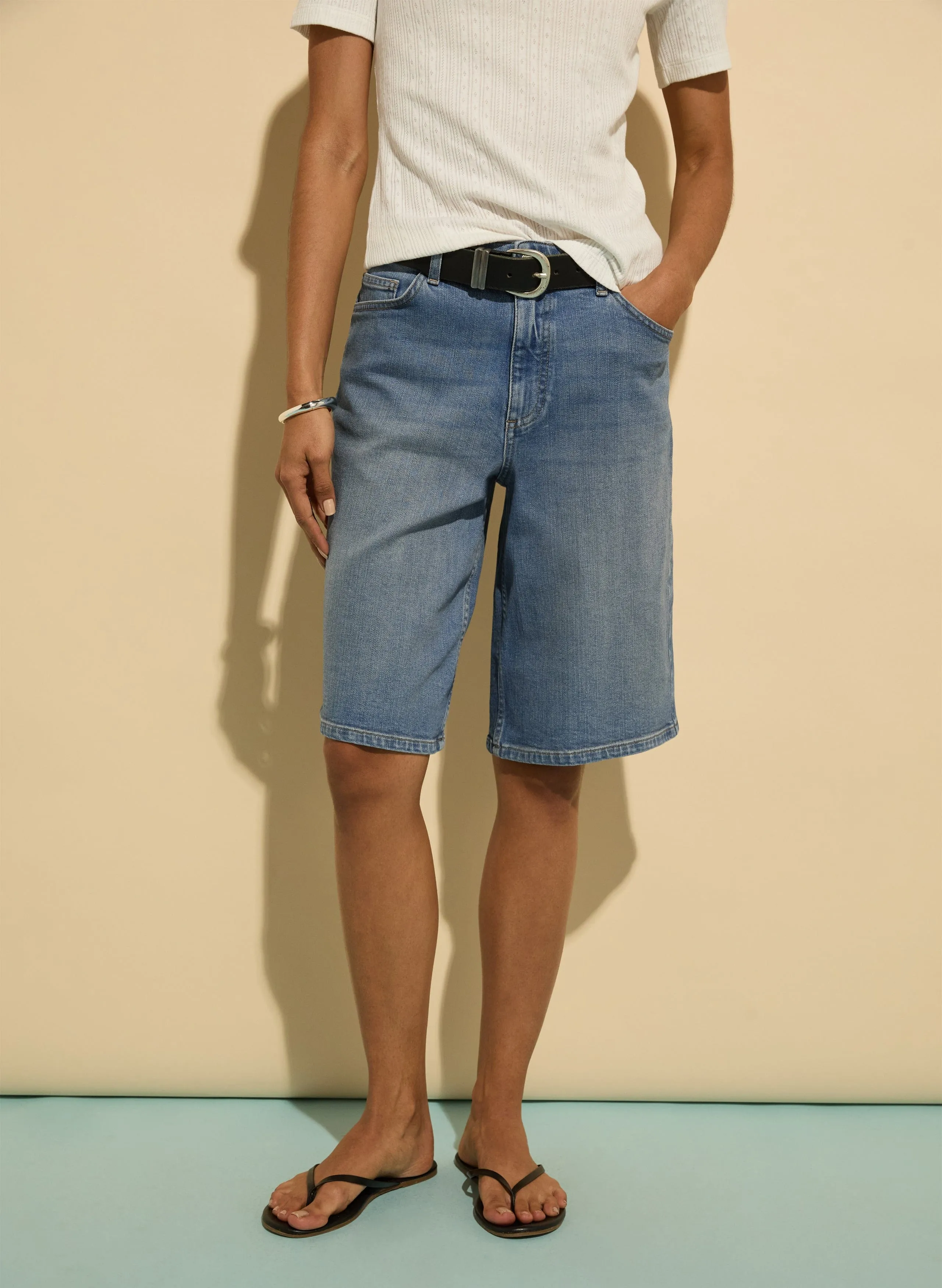 Britney Bio-Baumwolle Stretch-Denim Shorts | Hellindigo