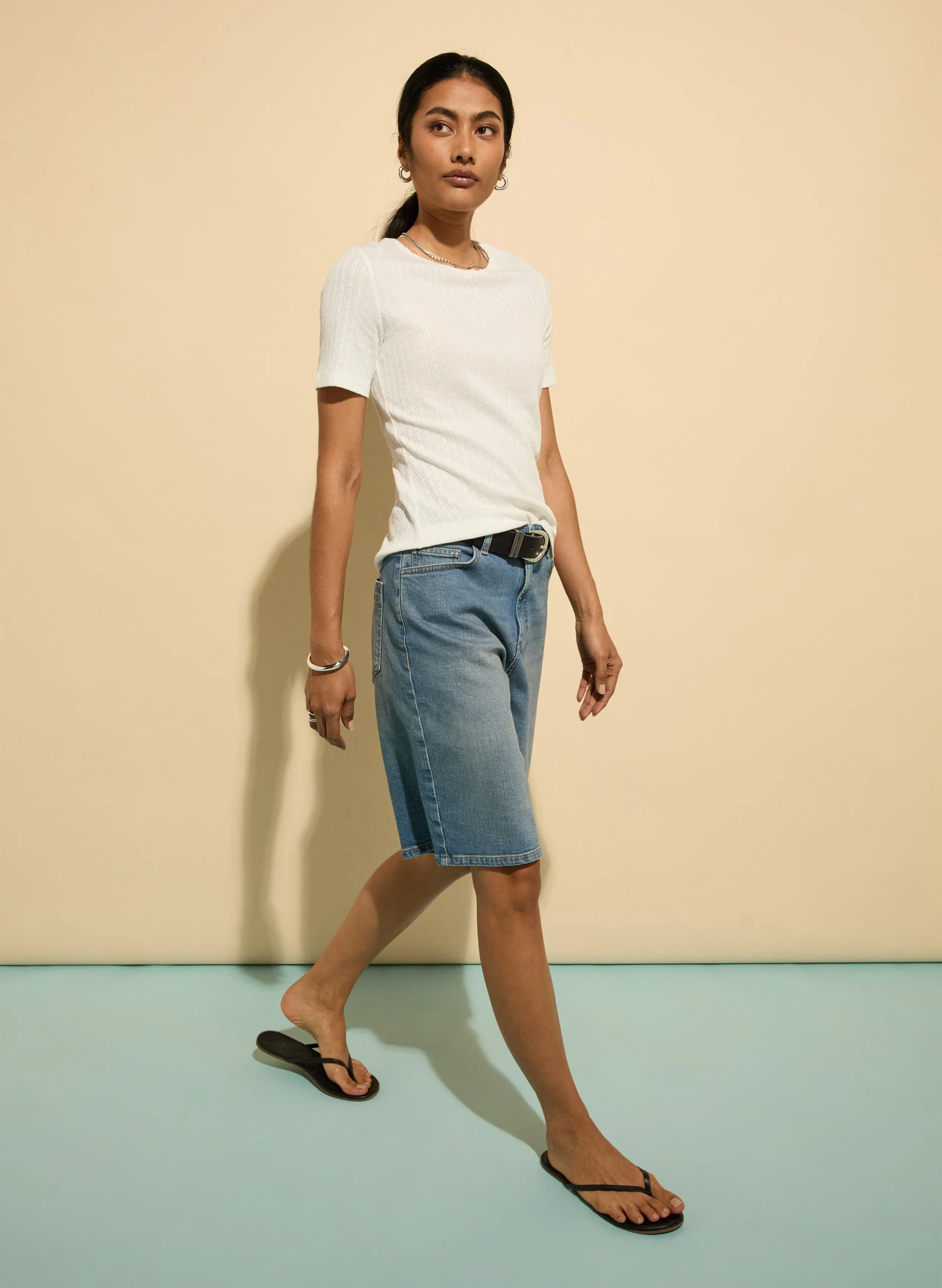 Britney Bio-Baumwolle Stretch-Denim Shorts | Hellindigo