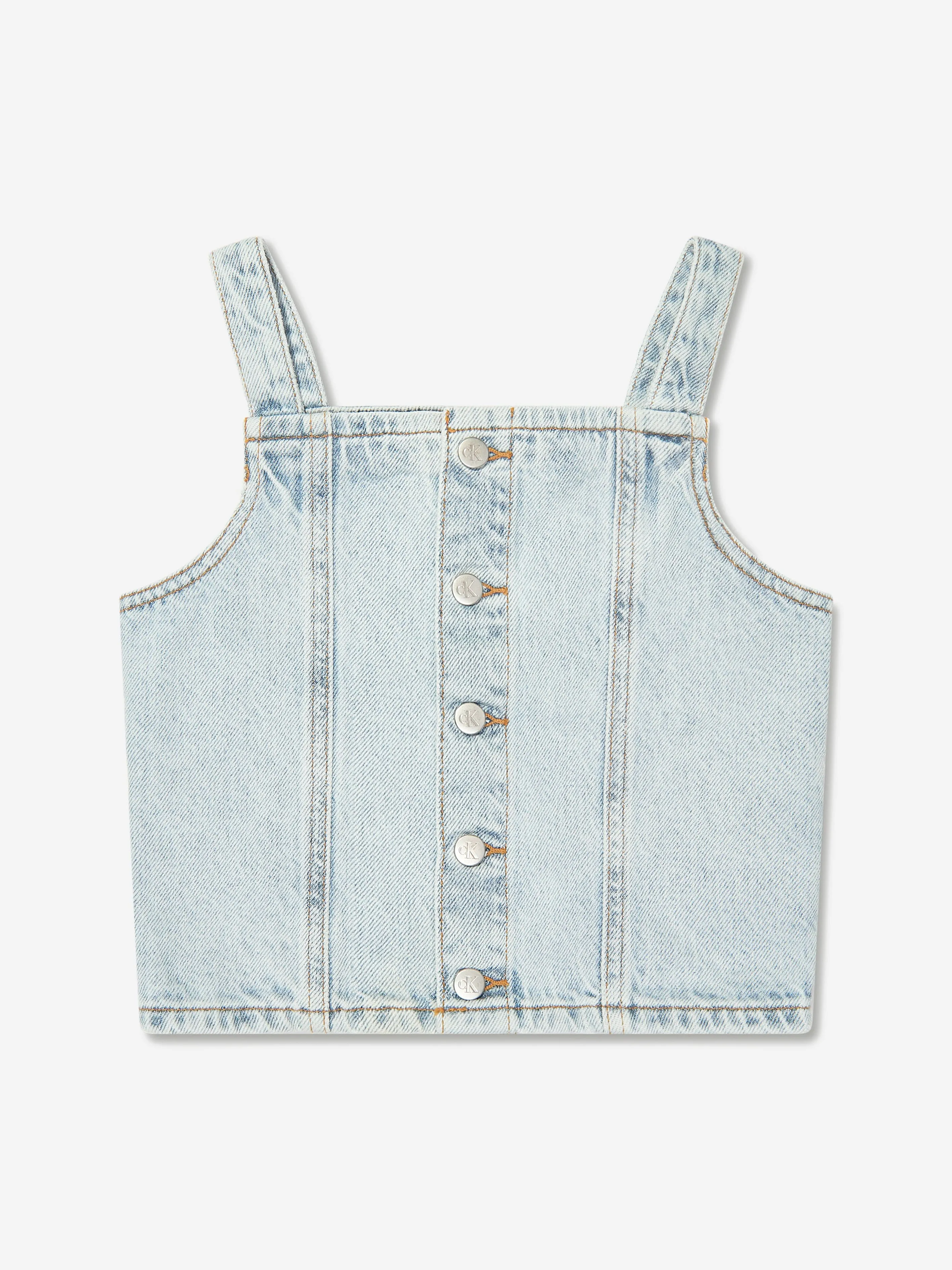 Calvin Klein Mädchen Träger Denim Top in Blau