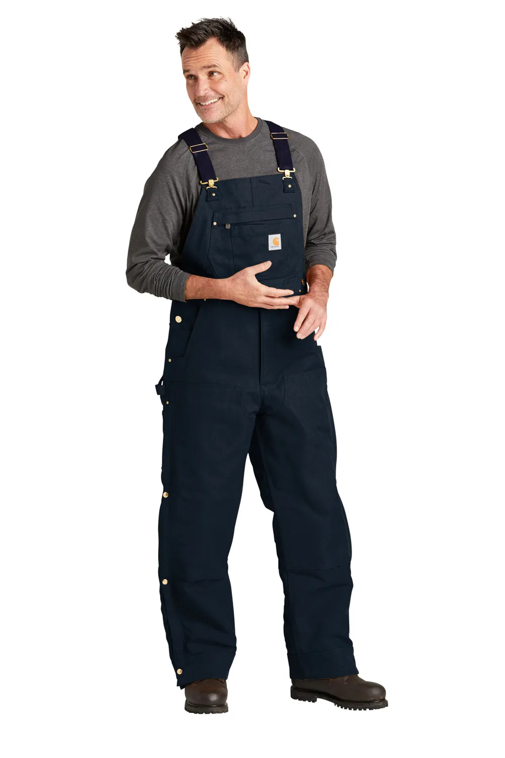 Carhartt Herren Steife Ente Isolierte Latzhose mit Taschen - Dunkelmarineblau