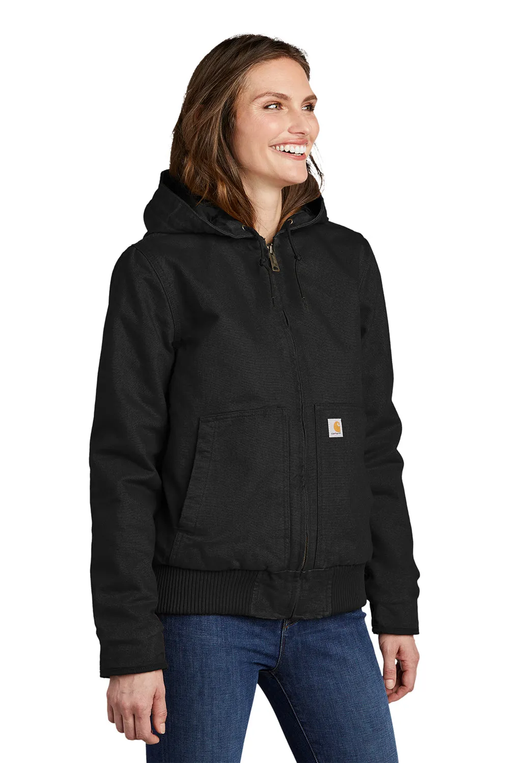 Carhartt Damen Active Washed Duck Full Zip Kapuzenjacke - Schwarz