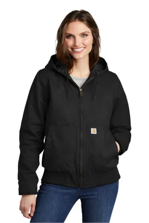 Carhartt Damen Active Washed Duck Full Zip Kapuzenjacke - Schwarz