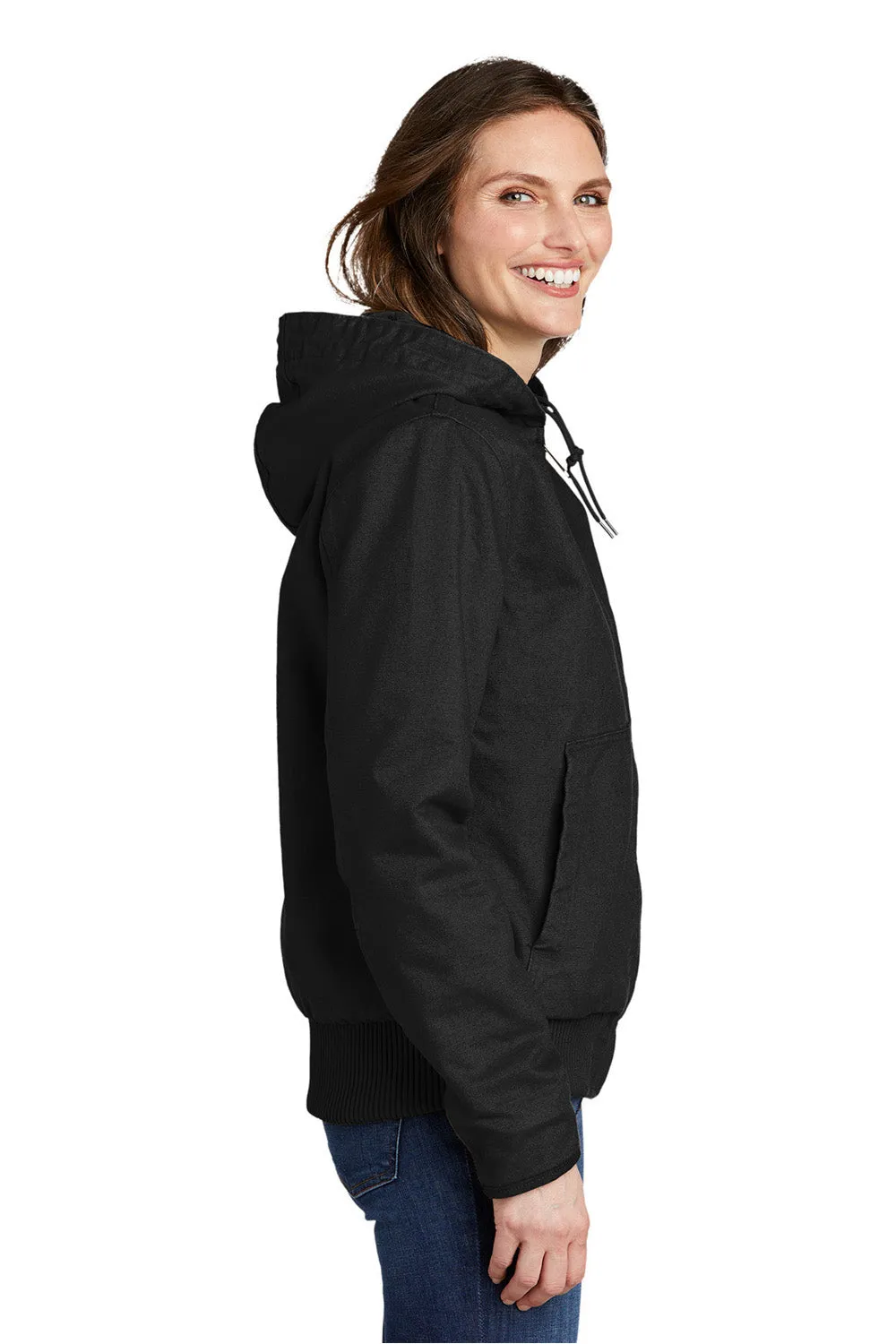 Carhartt Damen Active Washed Duck Full Zip Kapuzenjacke - Schwarz