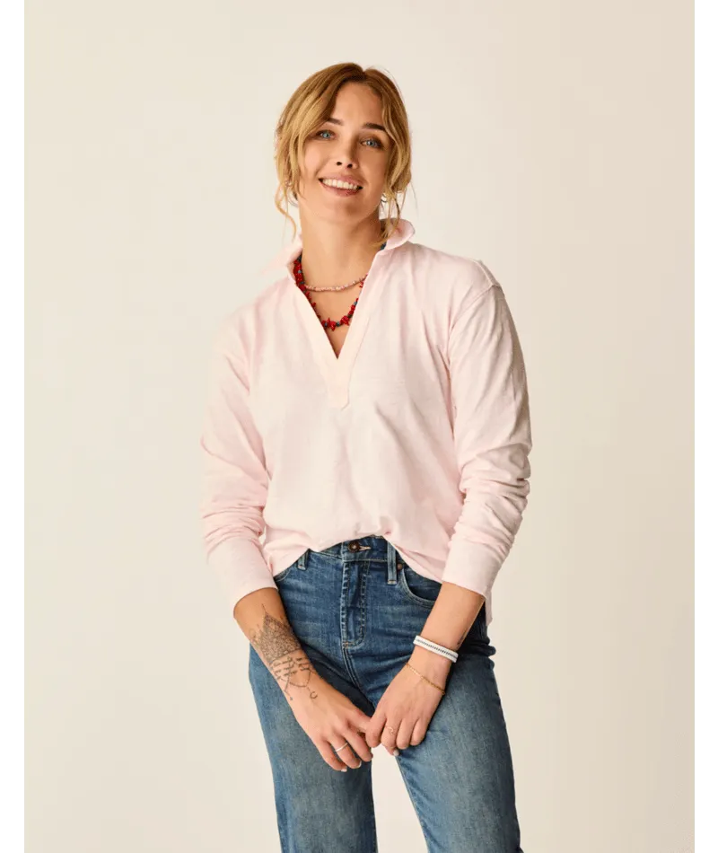 Carve Designs Mara Slub Polo Langarm-Shirt - Pastell