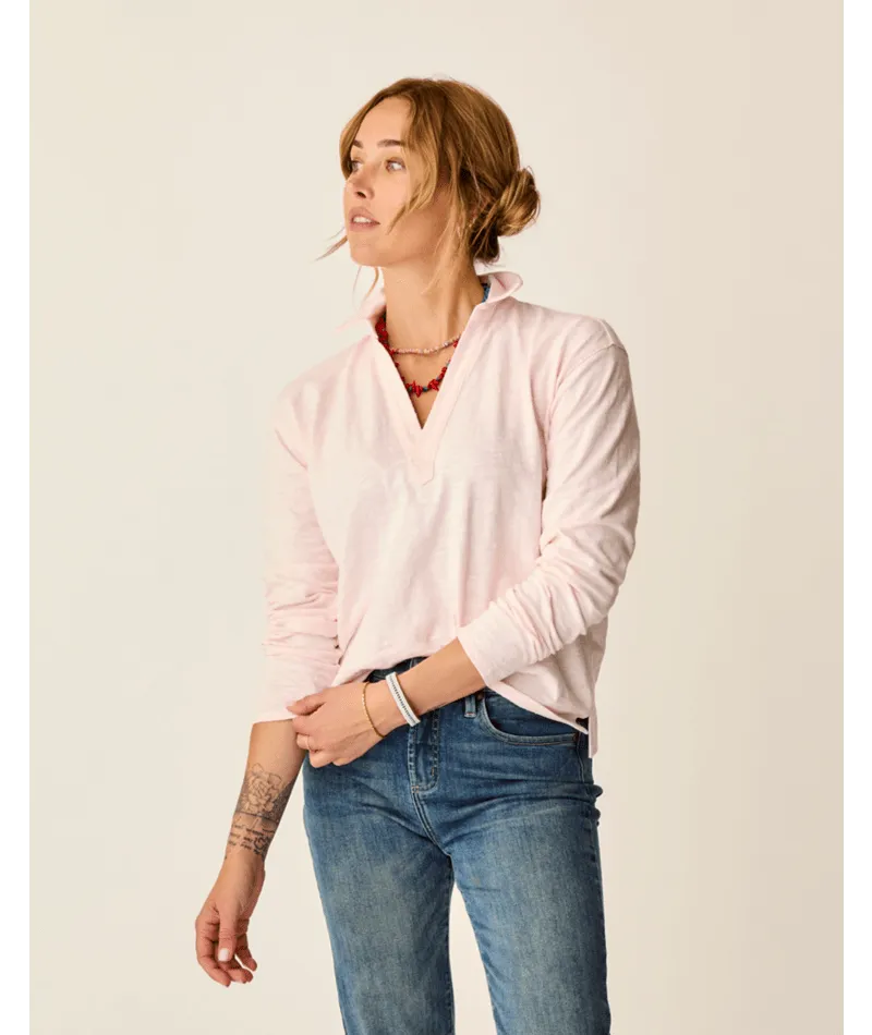 Carve Designs Mara Slub Polo Langarm-Shirt - Pastell