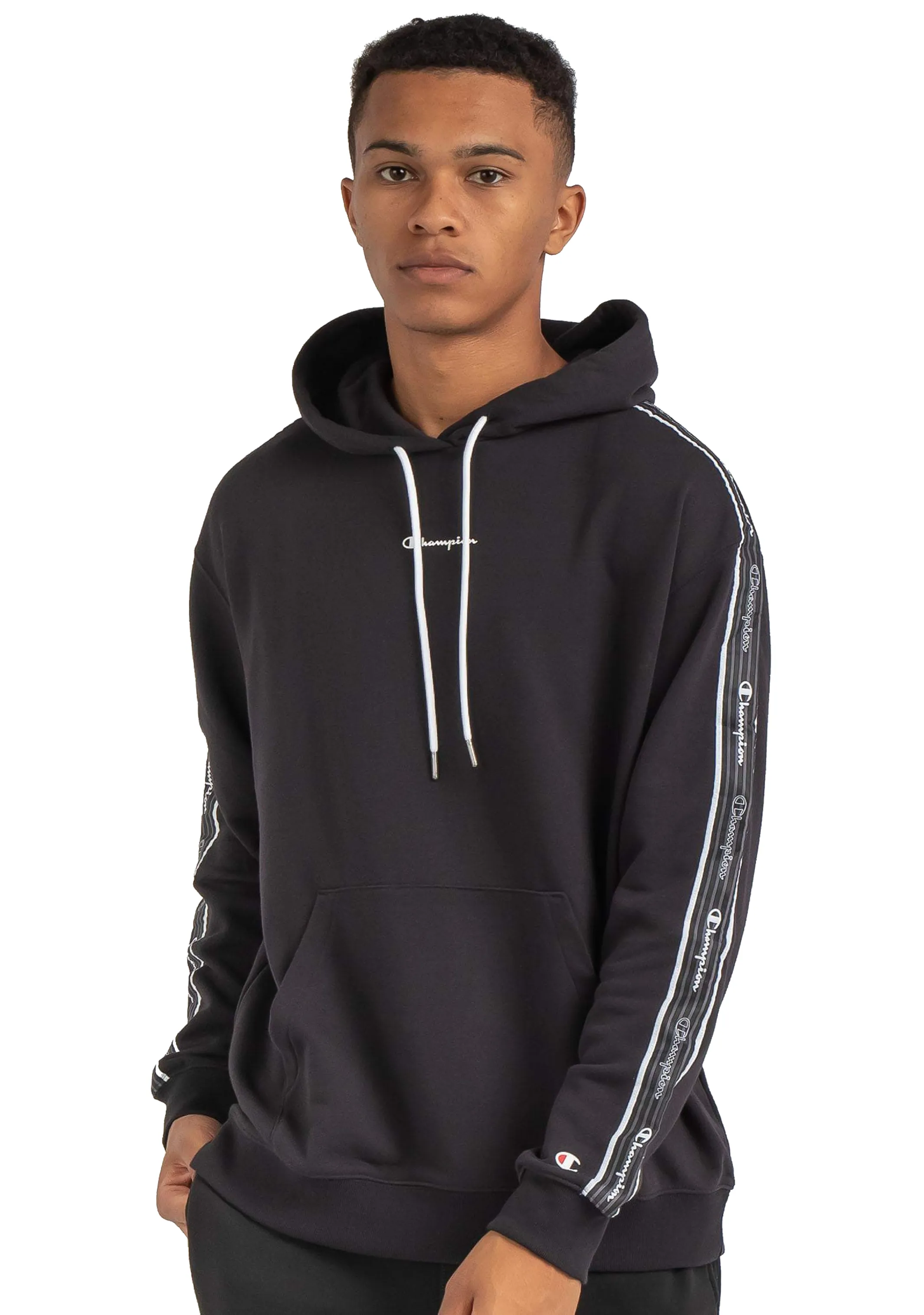 Champion Herren EU Taping Hoodie Schwarz <br> AVWUA1 BLK