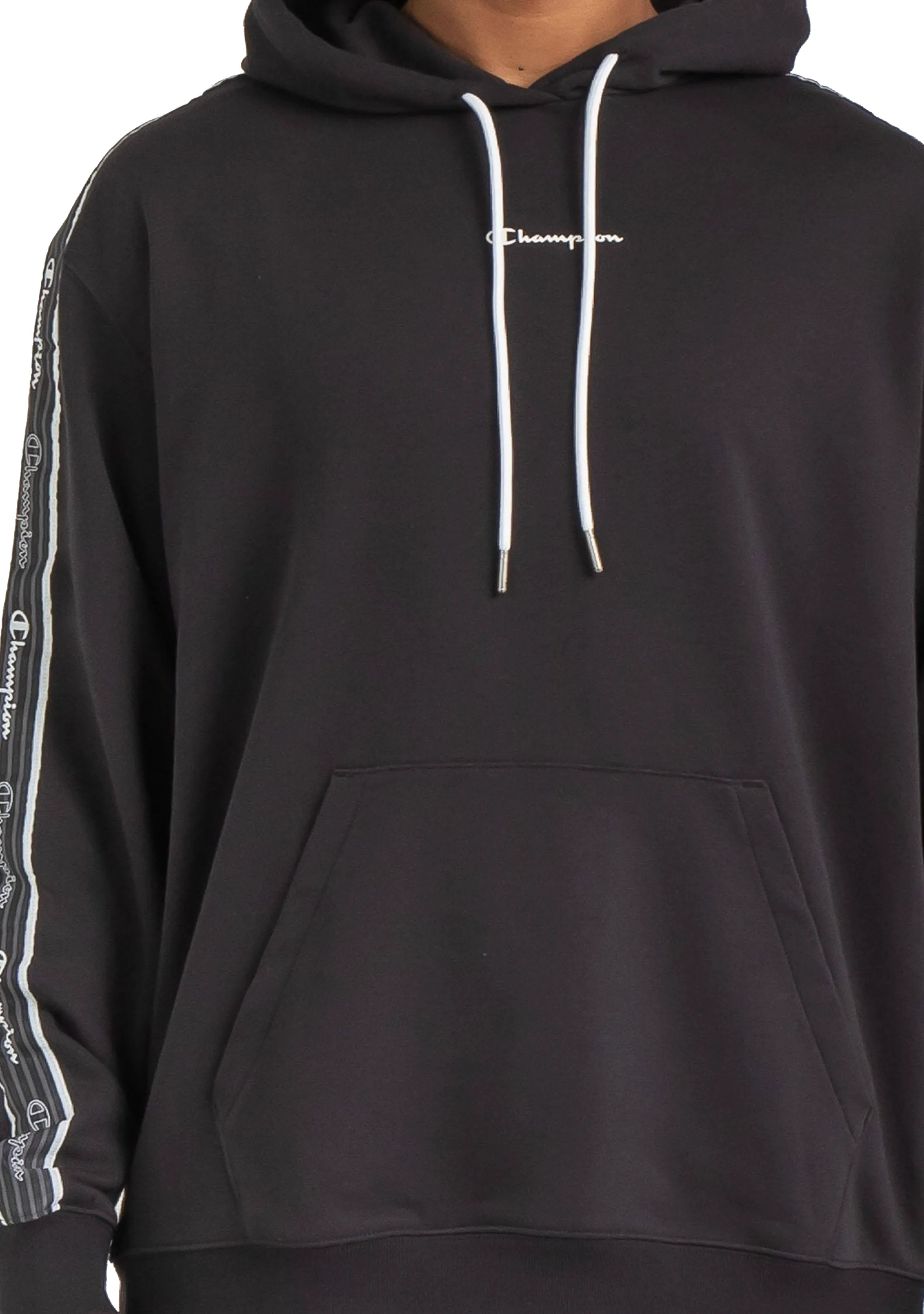 Champion Herren EU Taping Hoodie Schwarz <br> AVWUA1 BLK