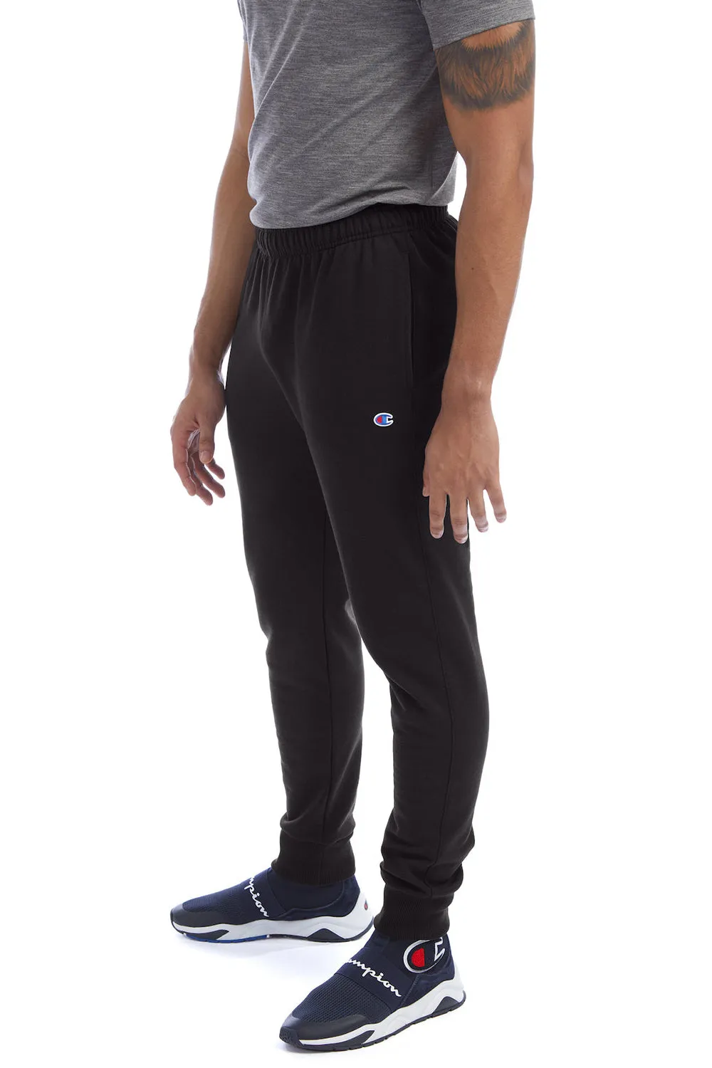 Champion Herren Power Blend Fleece Joggerhose mit Taschen - Schwarz