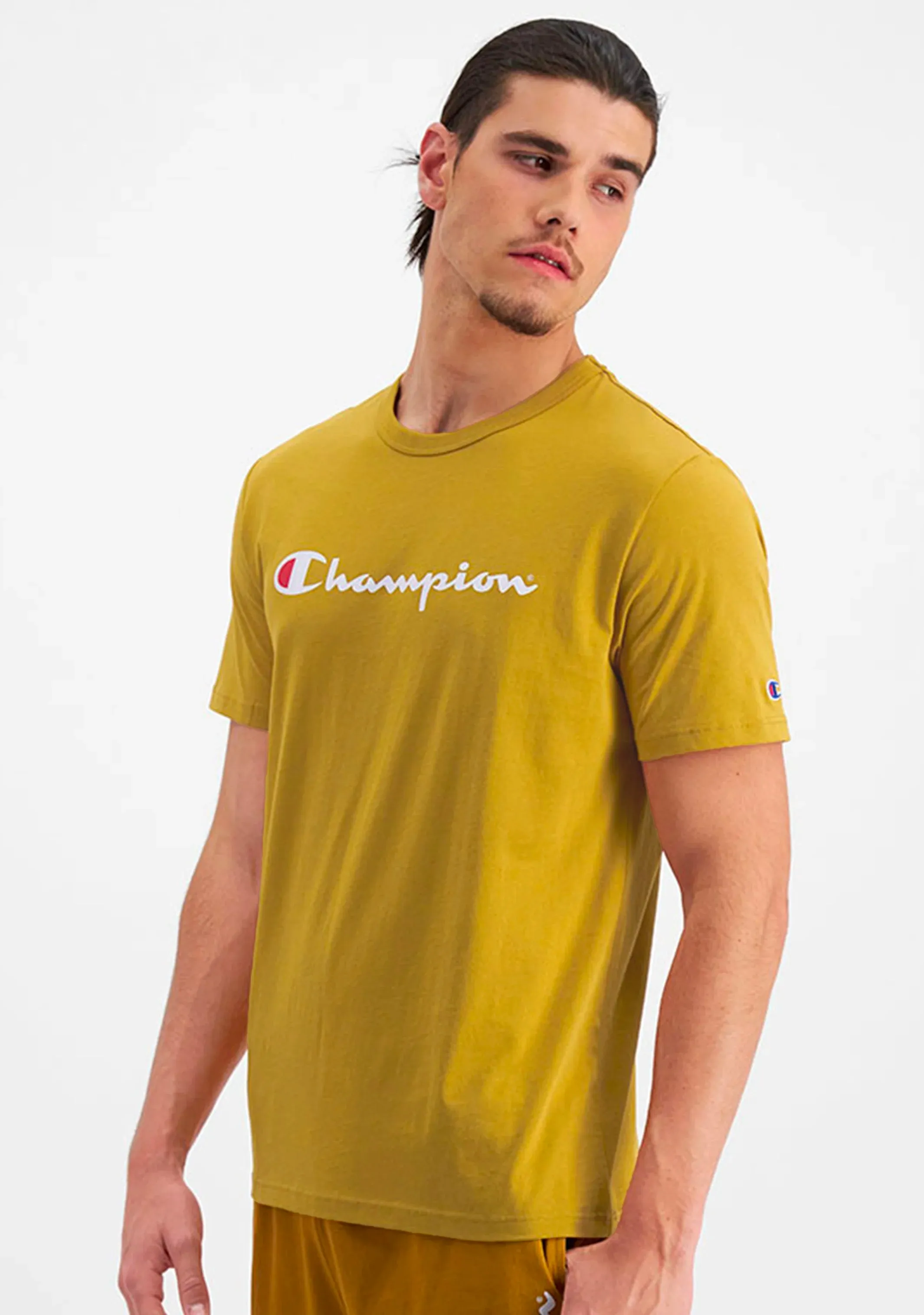 Champion Männer Script Logo Kurzarm T-Shirt Royal Gold