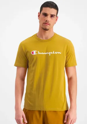Champion Männer Script Logo Kurzarm T-Shirt Royal Gold