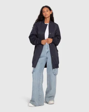 Chasing You Long Bomber Jacket - Marineblau