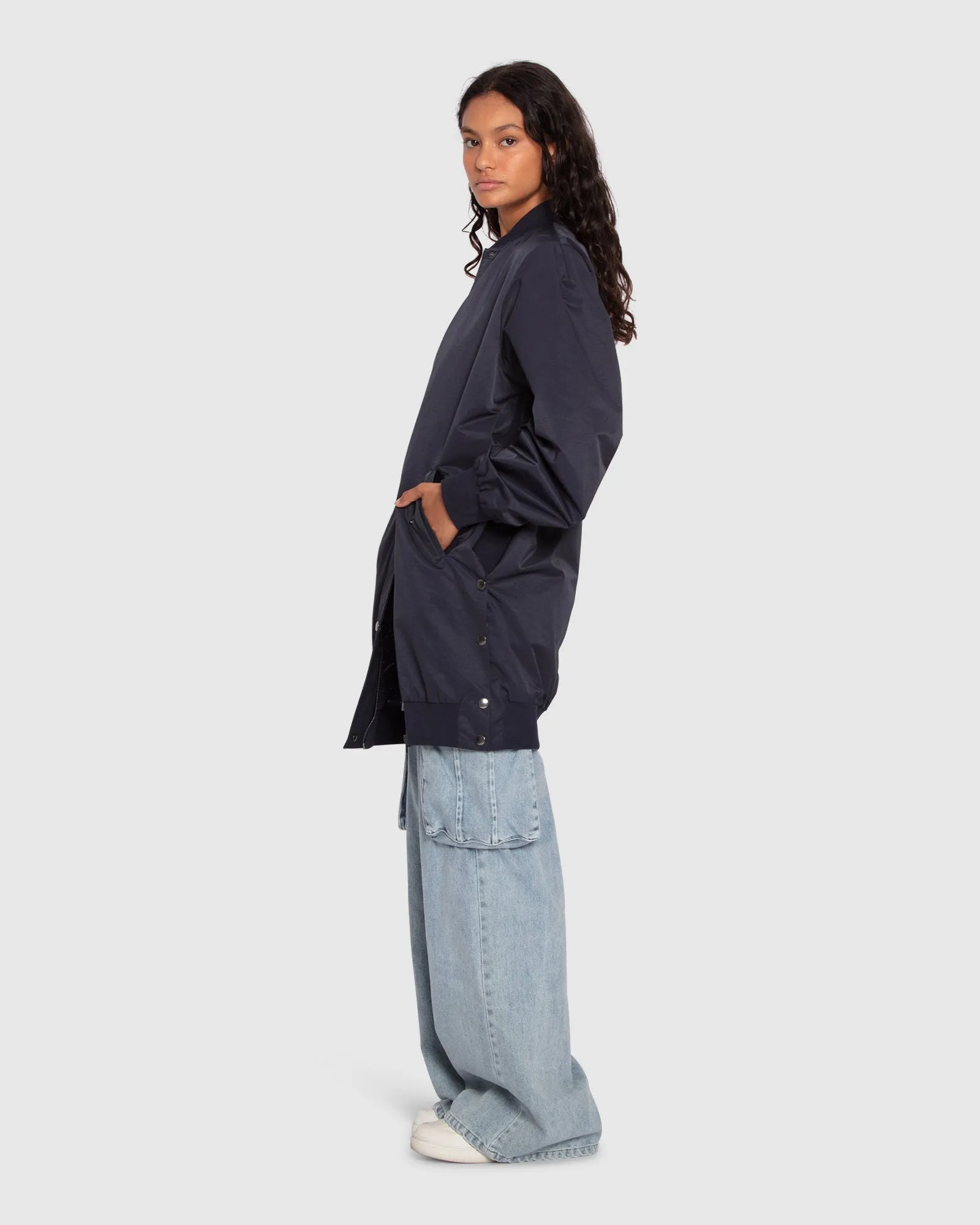 Chasing You Long Bomber Jacket - Marineblau