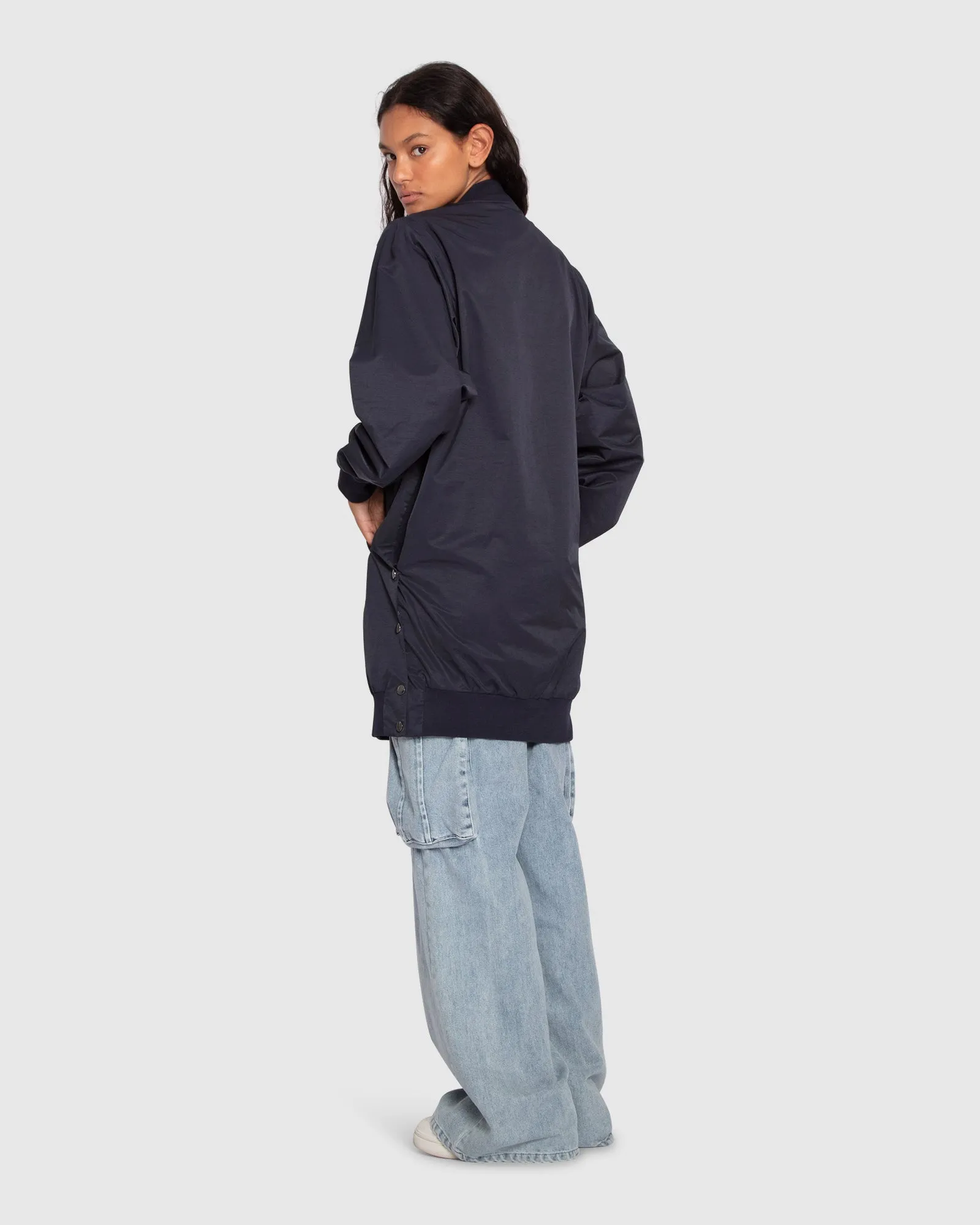 Chasing You Long Bomber Jacket - Marineblau