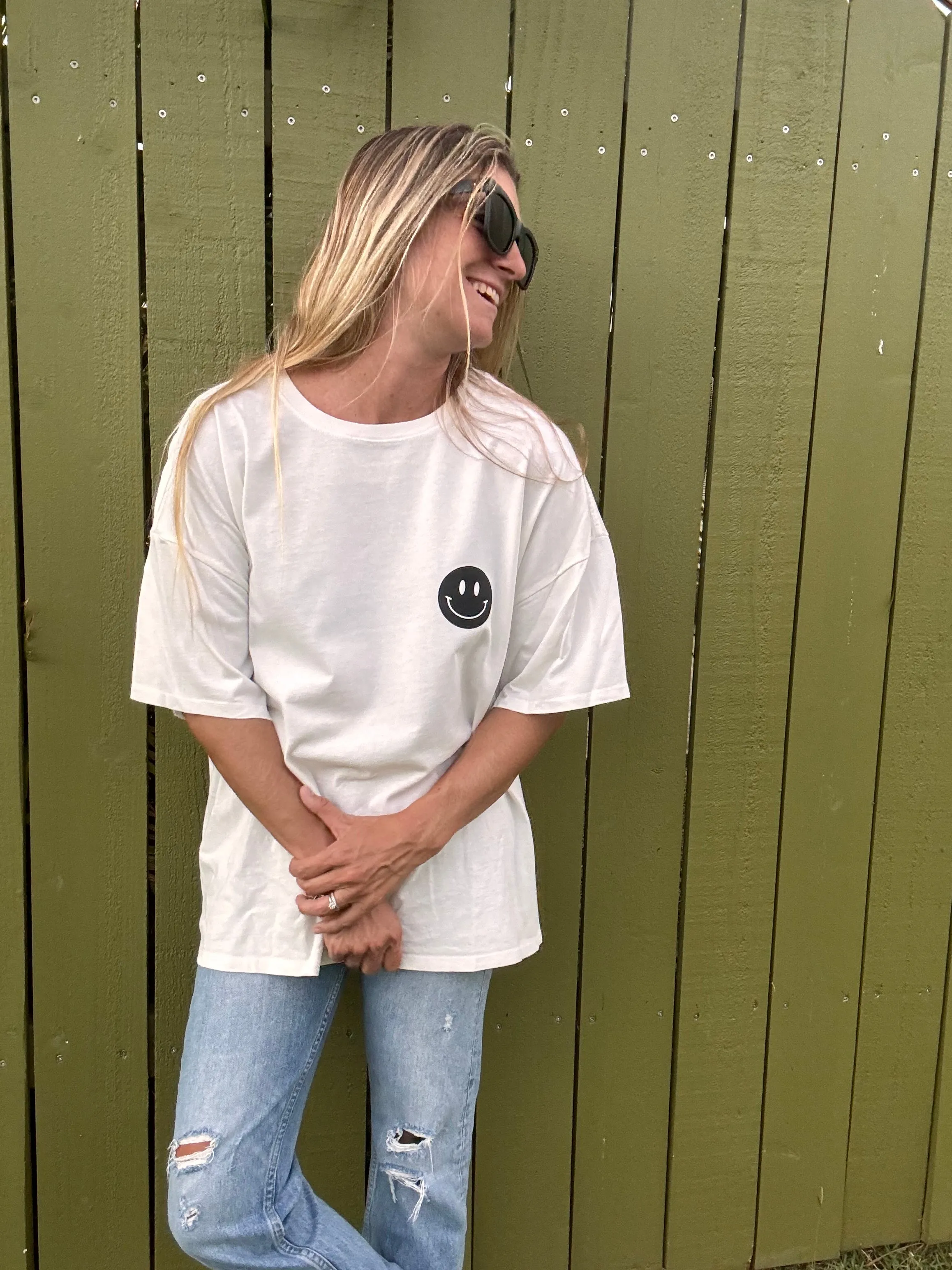 Check My Smile Übergröße T-Shirt - Weiß