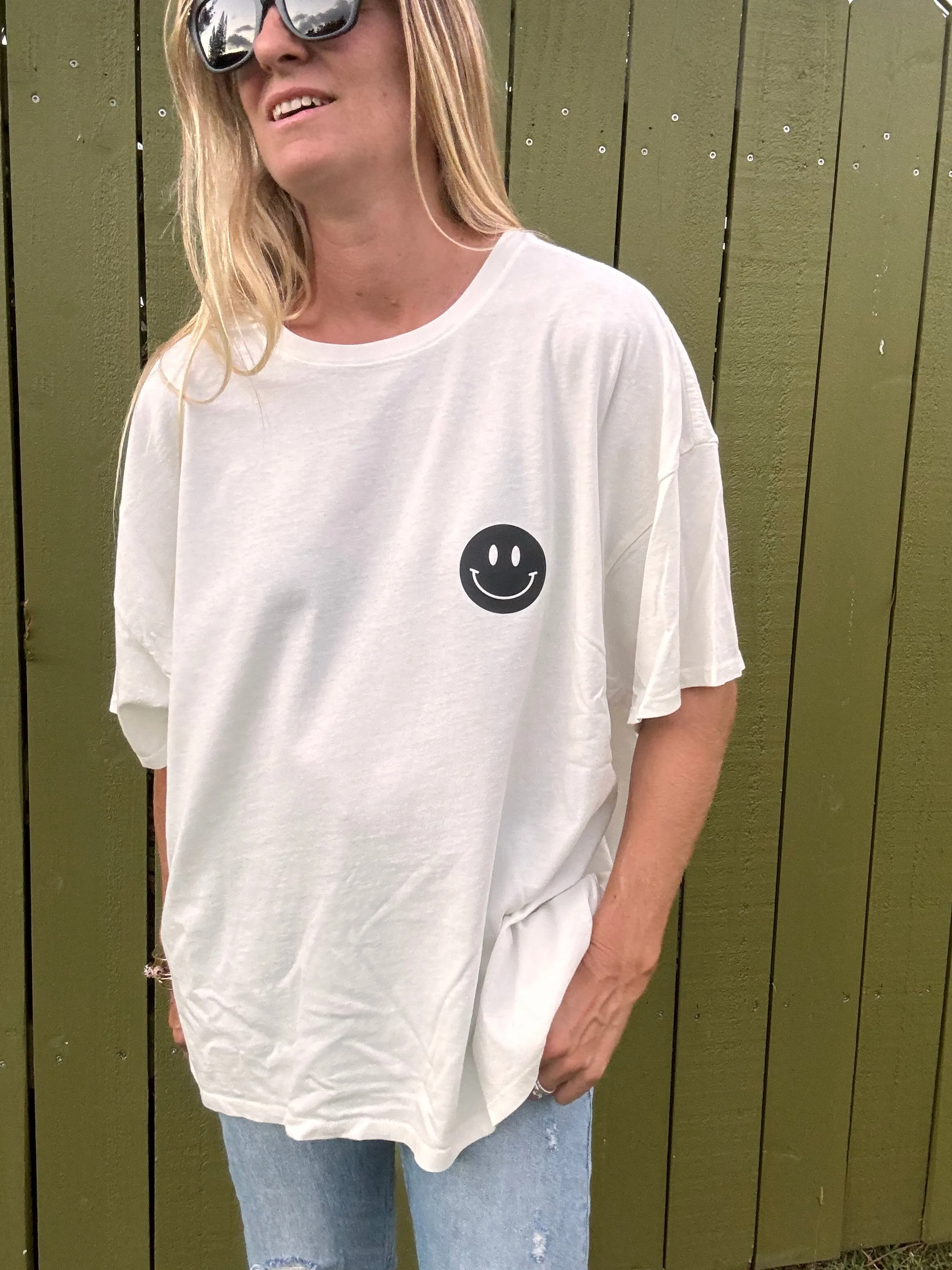 Check My Smile Übergröße T-Shirt - Weiß