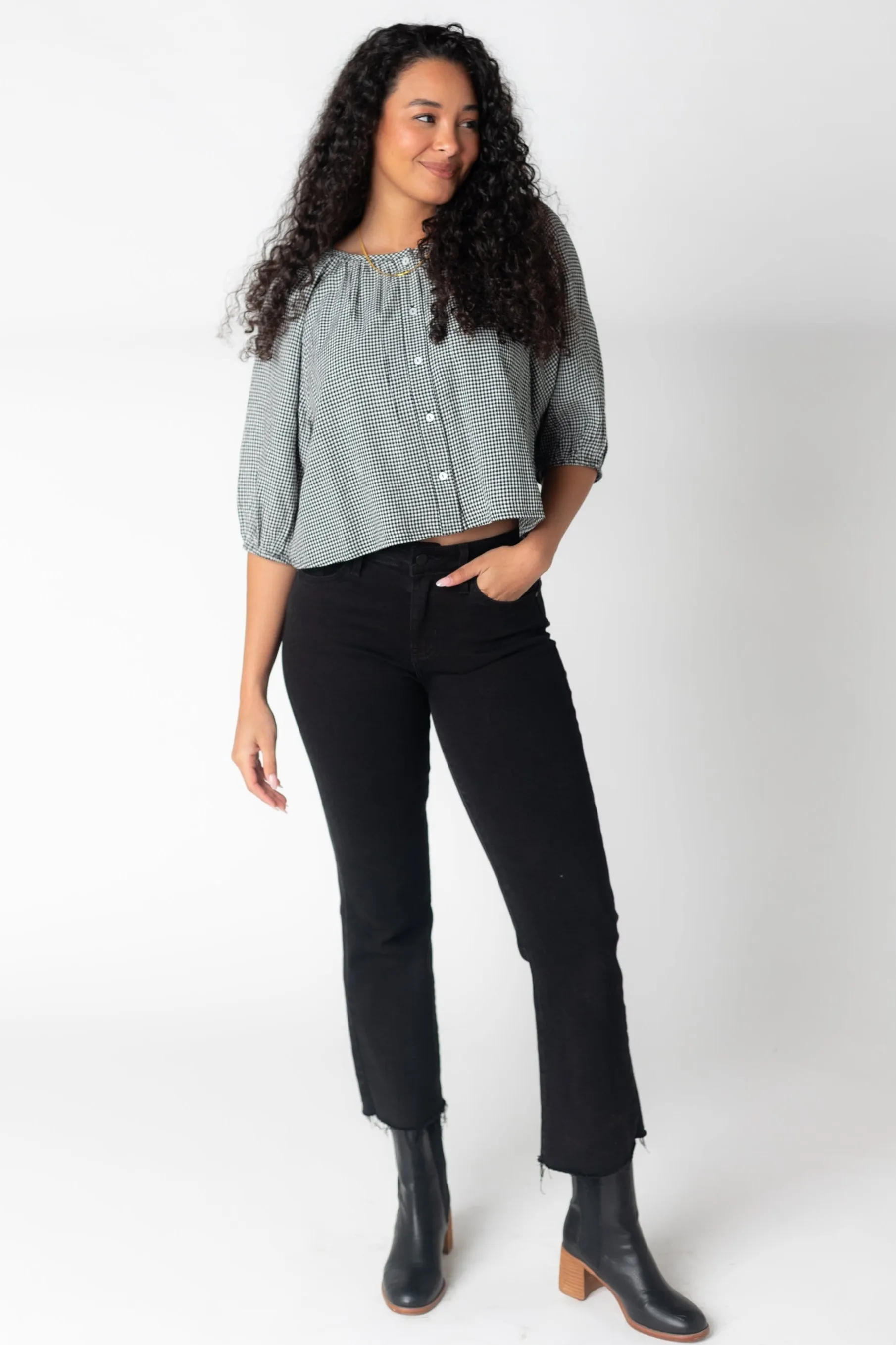 Citrus Southtown Gingham Bluse