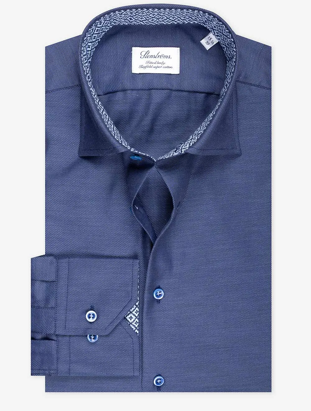 Kontrast Köperhemd Marineblau