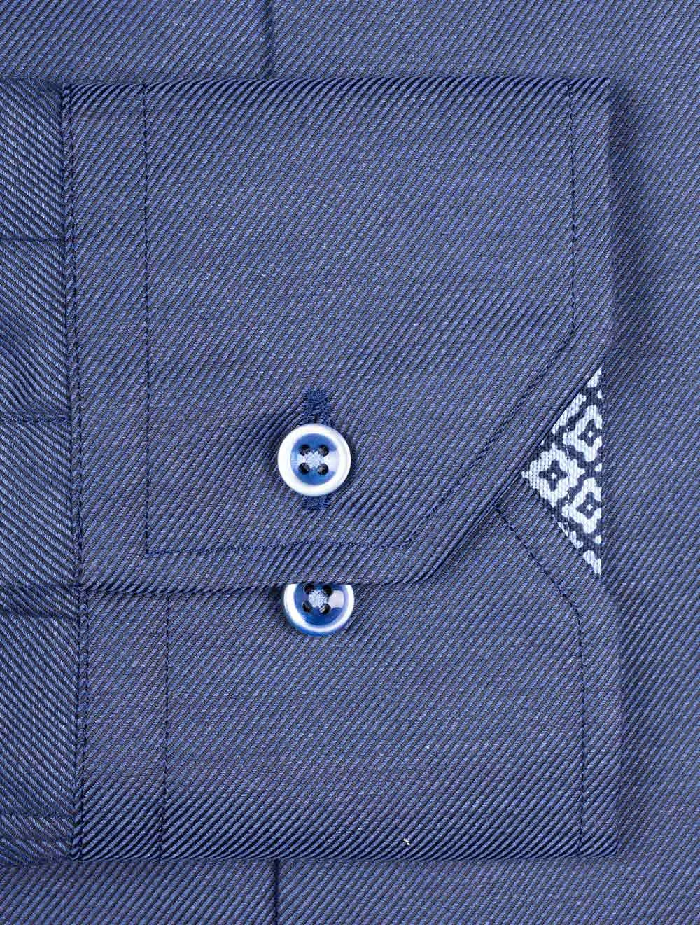 Kontrast Köperhemd Marineblau