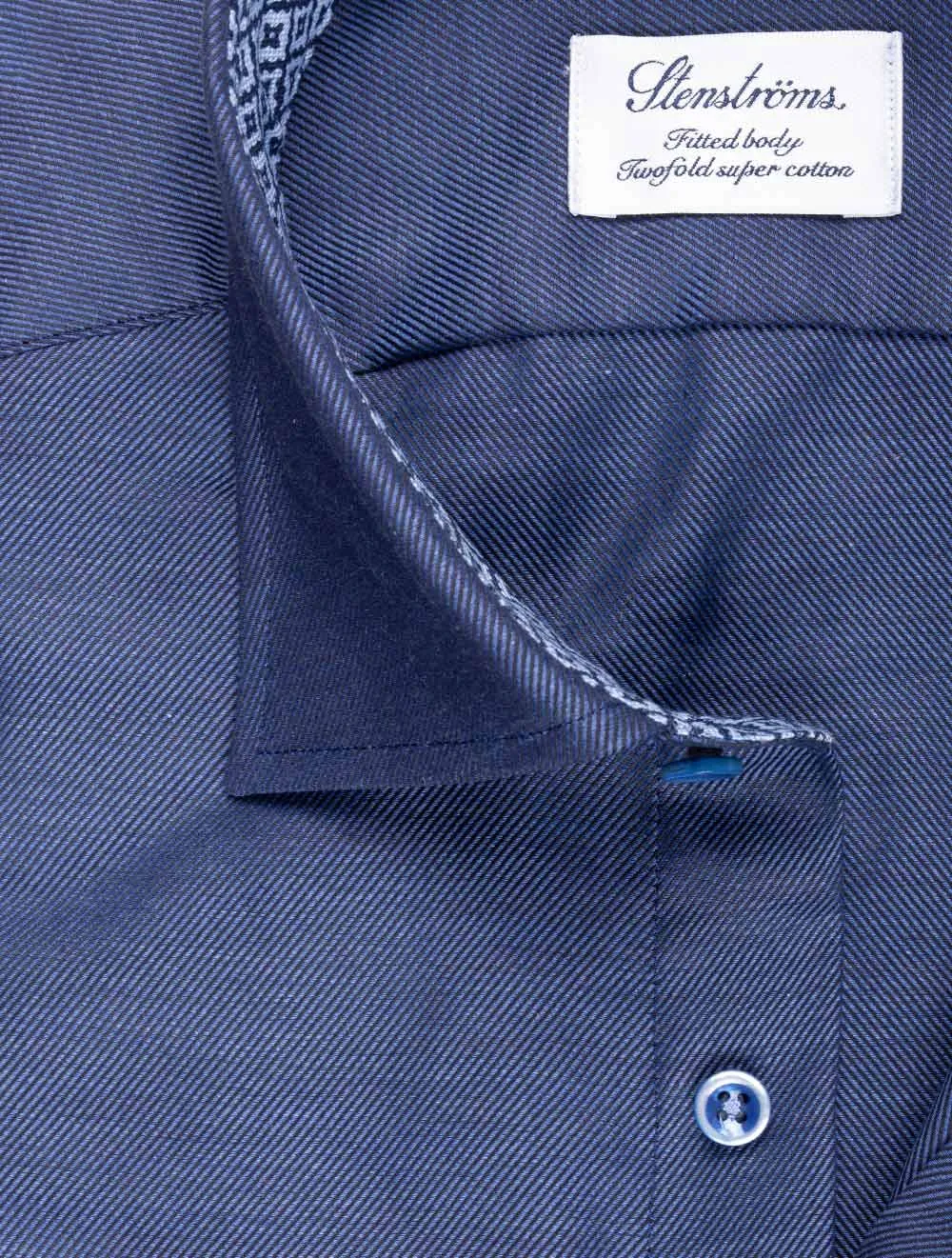 Kontrast Köperhemd Marineblau