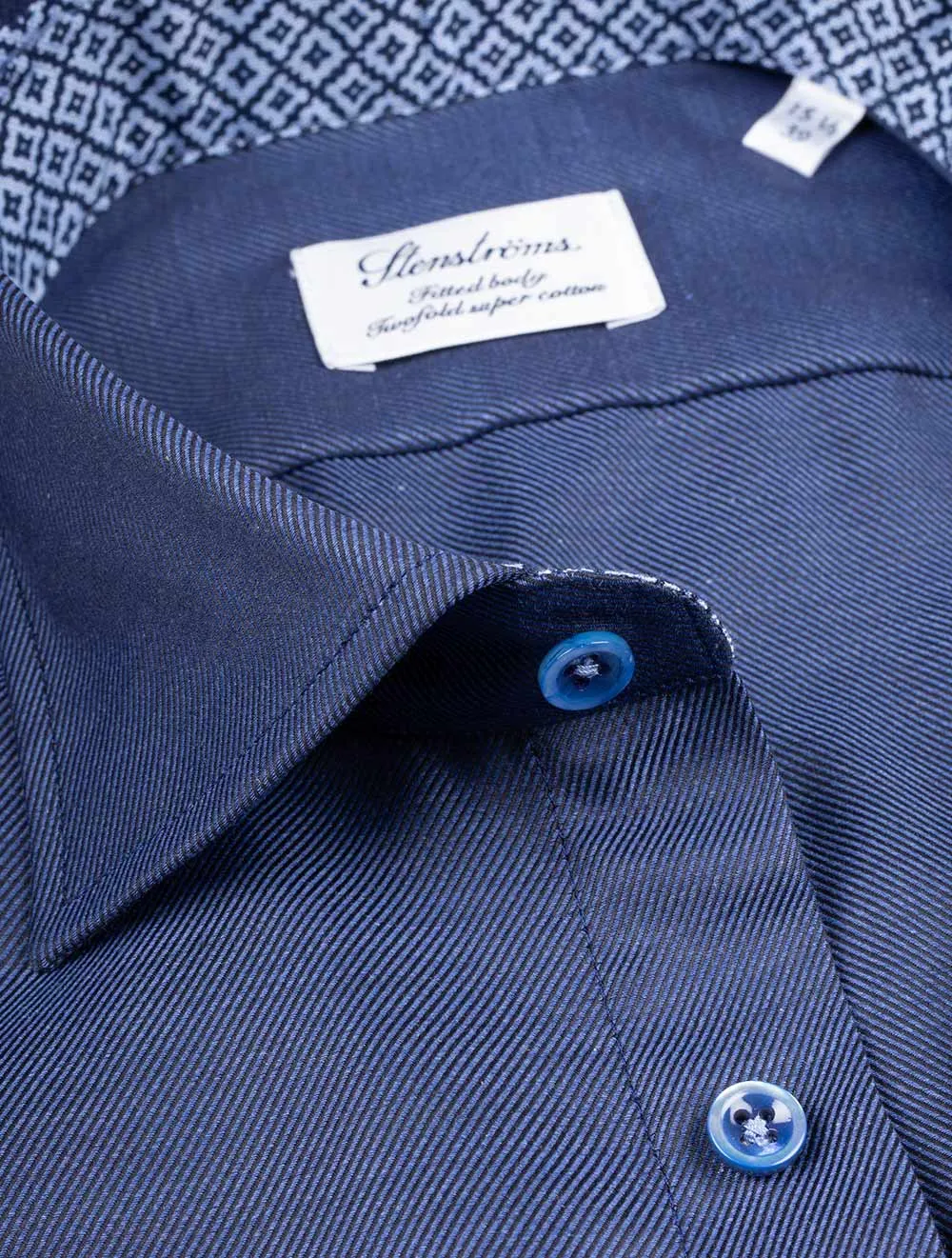 Kontrast Köperhemd Marineblau