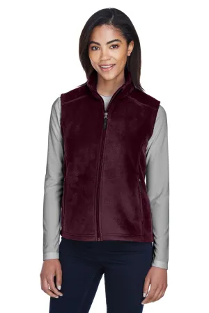 Core 365 Damen Journey Pill Resistant Fleece Weste mit vollem Reißverschluss - Burgunder