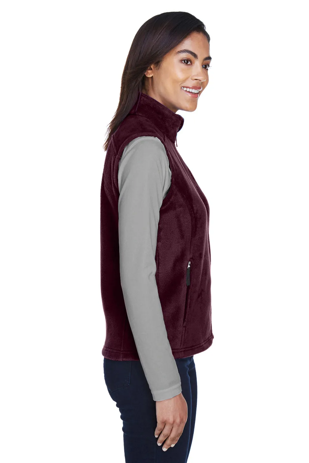 Core 365 Damen Journey Pill Resistant Fleece Weste mit vollem Reißverschluss - Burgunder