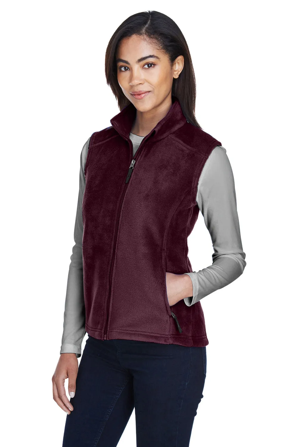 Core 365 Damen Journey Pill Resistant Fleece Weste mit vollem Reißverschluss - Burgunder