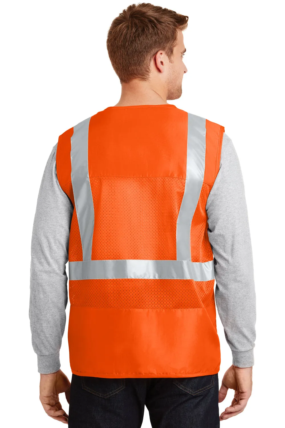 CornerStone Herren ANSI 107 Klasse 2 Sicherheits-Weste mit vollem Reißverschluss - Sicherheitsorange