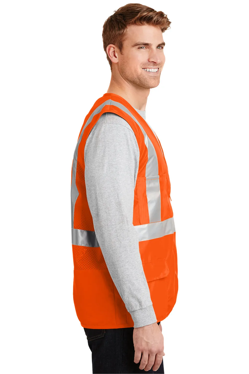 CornerStone Herren ANSI 107 Klasse 2 Sicherheits-Weste mit vollem Reißverschluss - Sicherheitsorange