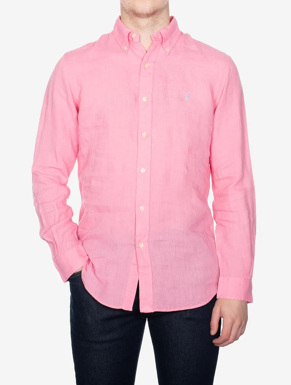 Maßgeschneidertes Leinenhemd in Rosa