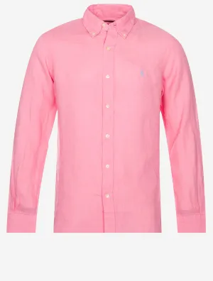 Maßgeschneidertes Leinenhemd in Rosa